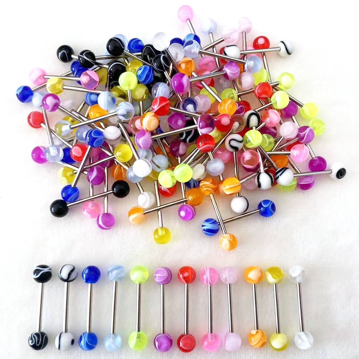 Трансграничные горячие продажи муаровые язычные гвозди для замены шарика льняного шара для языка украшения индивидуальность модные пирсинг тела ювелирные изделия спот оптом