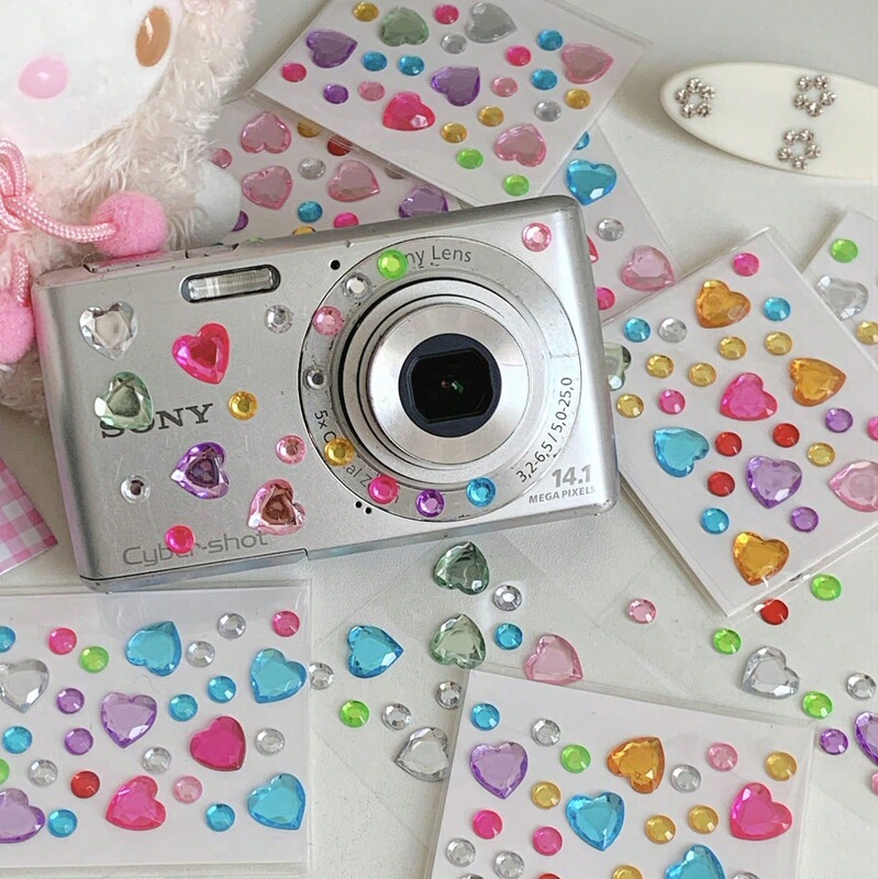Mini Cartoon Stickers Heart Five-Pointed Star Kidsren Girls Princess Reward DIY Mobile Phone Case Decoration Makeup Diamond Stickers