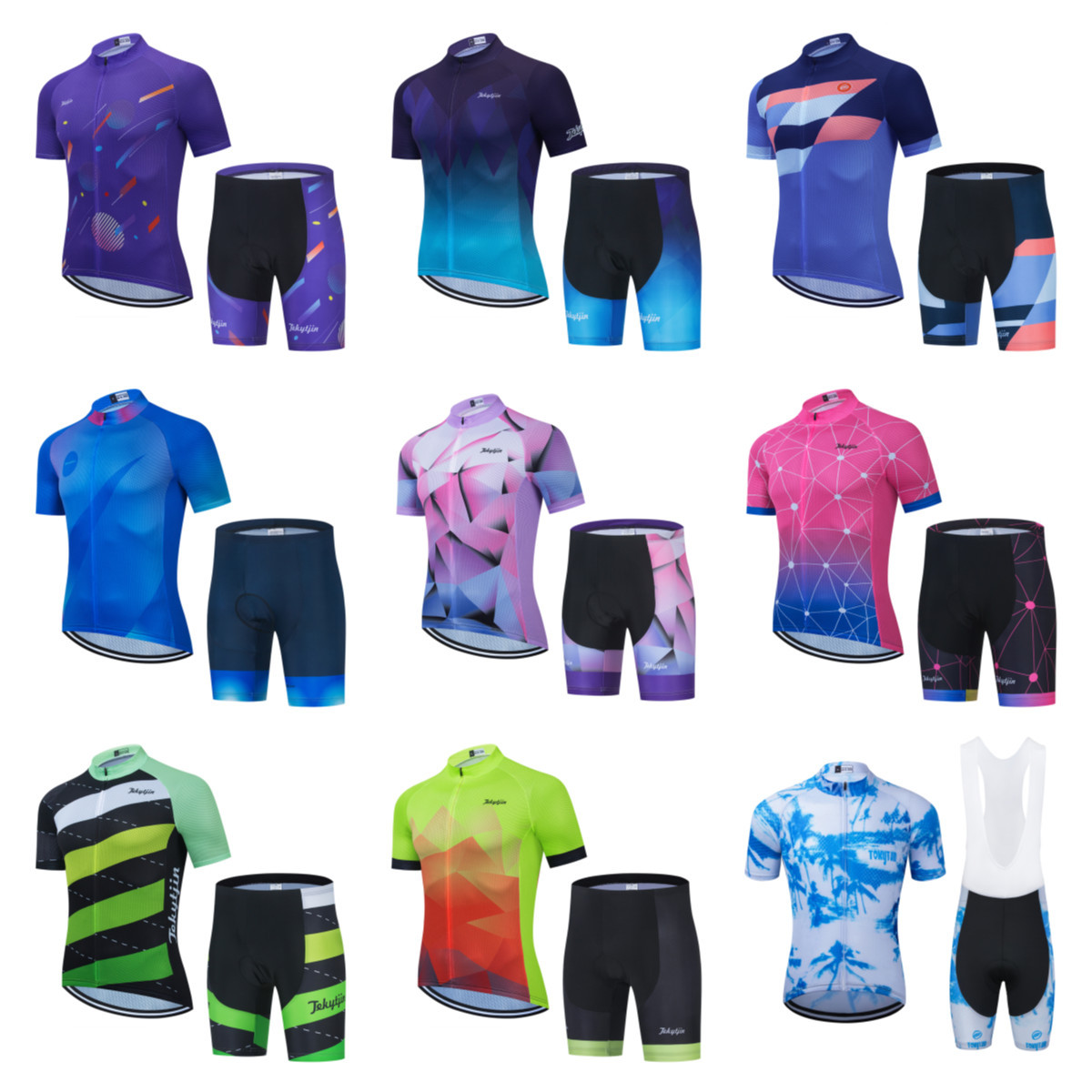 Cross-border Quick-dry Breathable Mountain Bike Downhill Suit Shorts Summer Cycling Suit Short-sleeved Bicycle Men's and Women's Strap Set Sitting