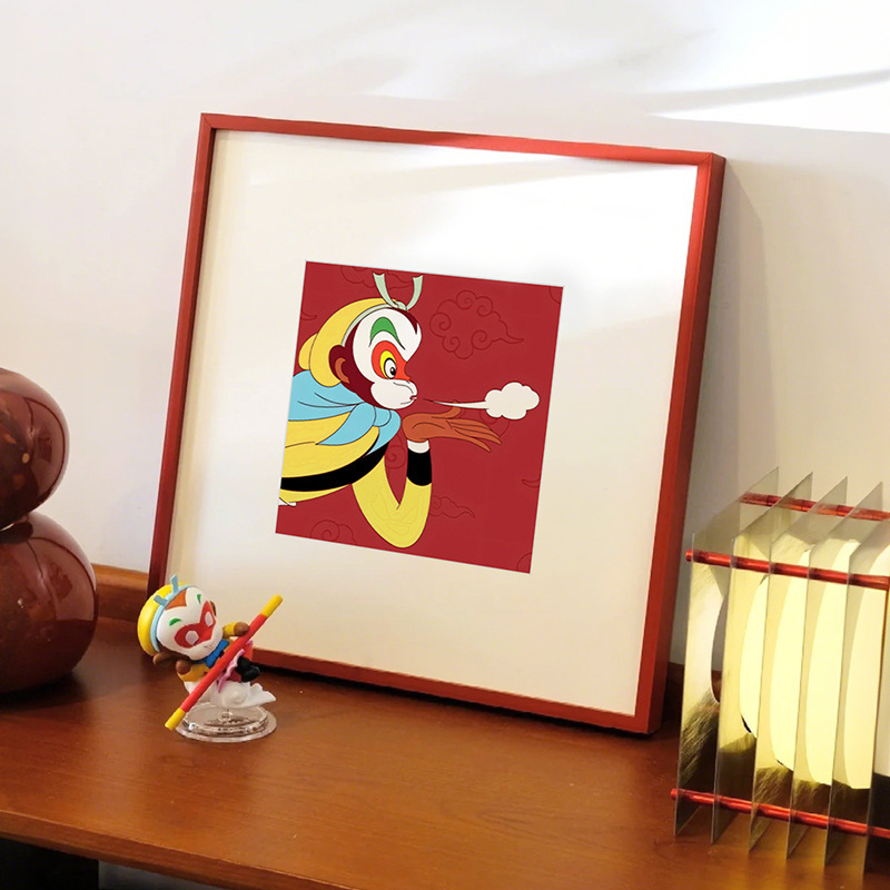 红色框孙悟空挂画外文版《西游记》绘本装饰画80后男卧室桌面摆件