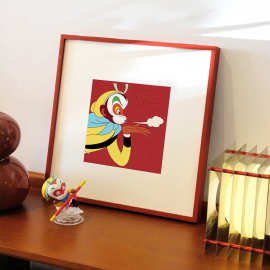 红色框孙悟空挂画外文版《西游记》绘本装饰画80后男卧室桌面摆件