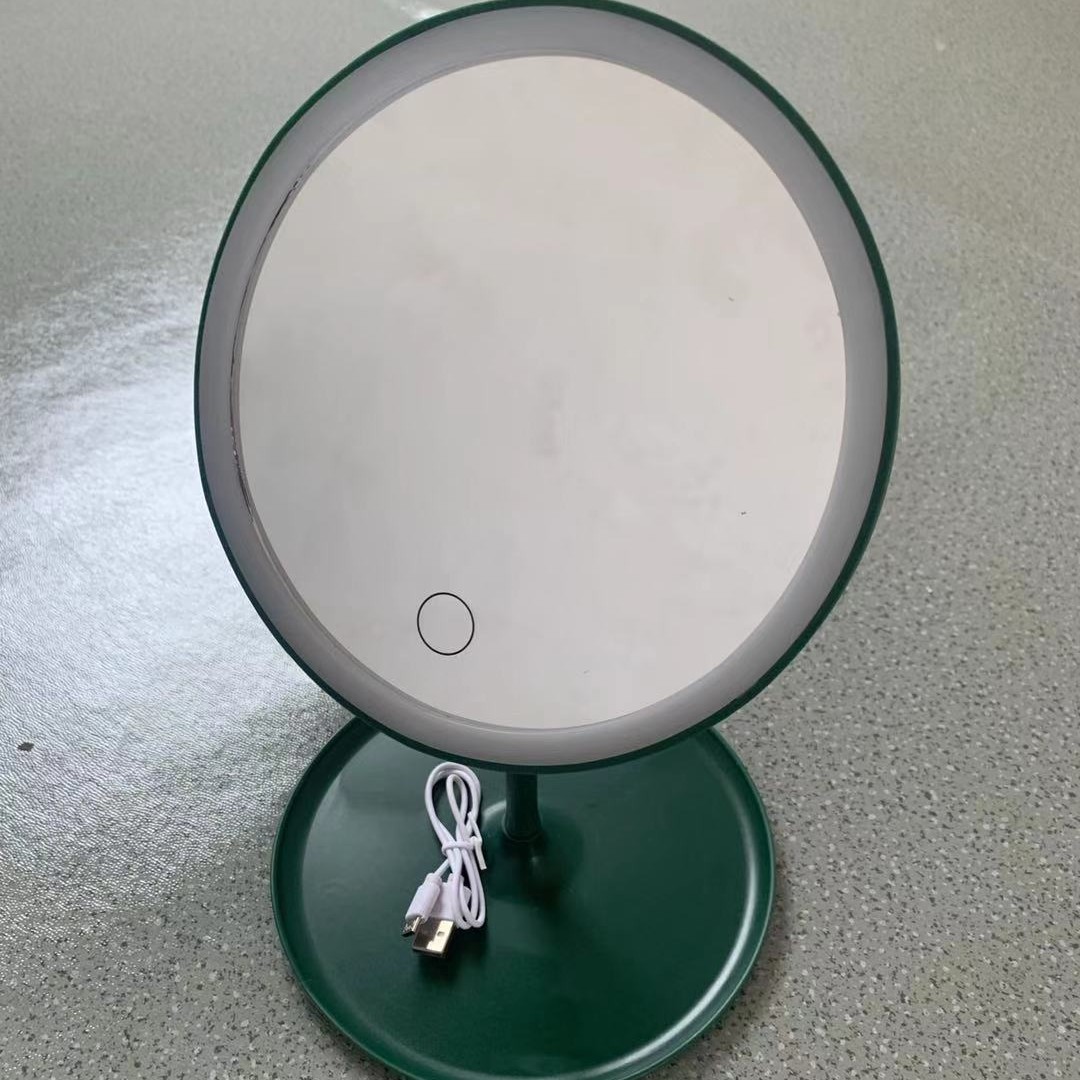 Fábrica al por mayor Douyin Internet rojo LED espejo de maquillaje espejo de belleza de escritorio espejo de maquillaje portátil plegable en nombre del cabello