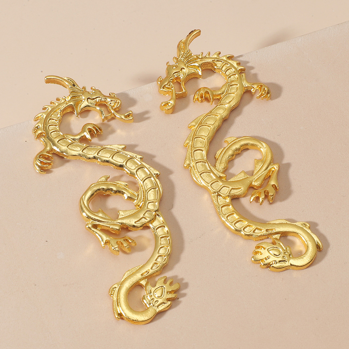 Nihaojewelry wholesale jewelry retro Chinese dragon metal geometric earrings
