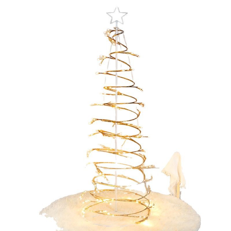 Árbol de Navidad 2025 nuevo estilo doméstico interior viento plegable retráctil decoración navideña luz LED tienda decoración de escena