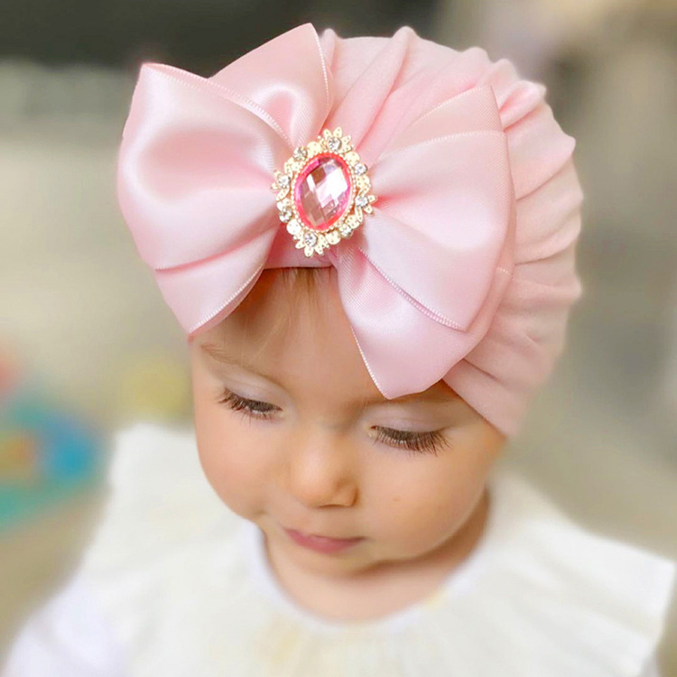 17g Weight Wedding Occasion Bow Knot Pattern Unisex Gender Fashion Style Grey, White, Pink, Purple, Red, Blue, Yellow, Black Color One Size Size Wholesale Children's Solid Color Big Bow Rhinestone Hedging Hat Nihaojewelry 无
