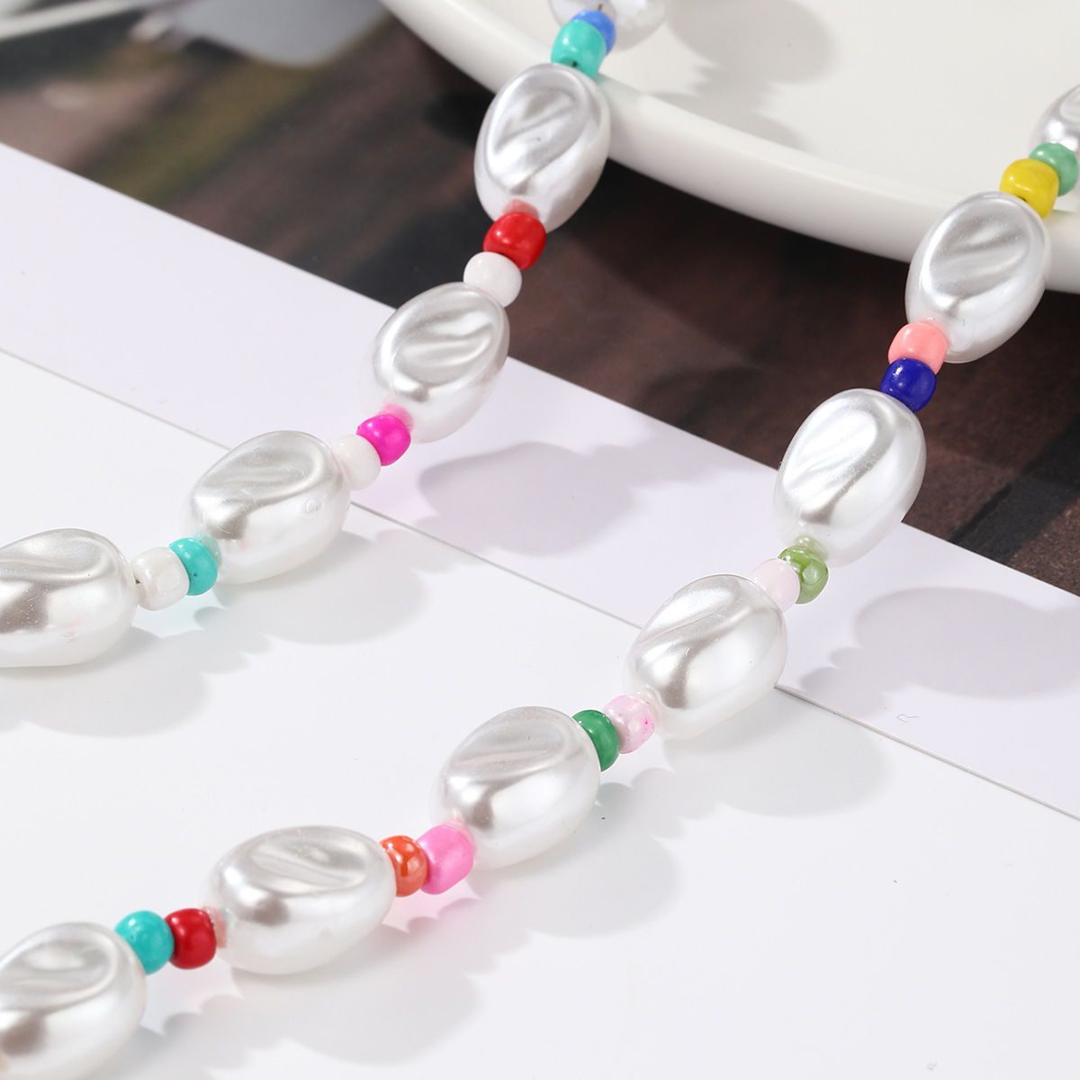Pearl And Mixed Bead Necklace For Women Niche Coral Design_voghion.com