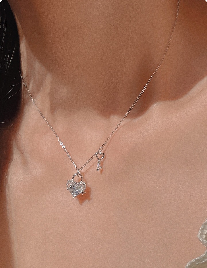 1 Piece Quantity Daily, Date Occasion 925 Sterling Silver Cable Chain Heart Shape Pendant Necklace