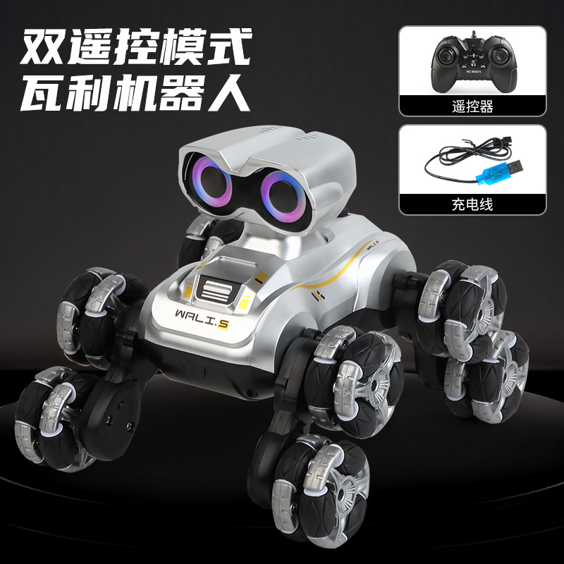 vehículo eléctrico transfronterizo de control remoto de ocho ruedas acrobacias mecánicas robot perro inteligente voz brazo oscilante escalada deformación juguetes para niños