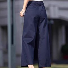 天丝阔腿裤女夏季薄款显瘦高腰直筒裤小个子八分宽松休闲九分裤子