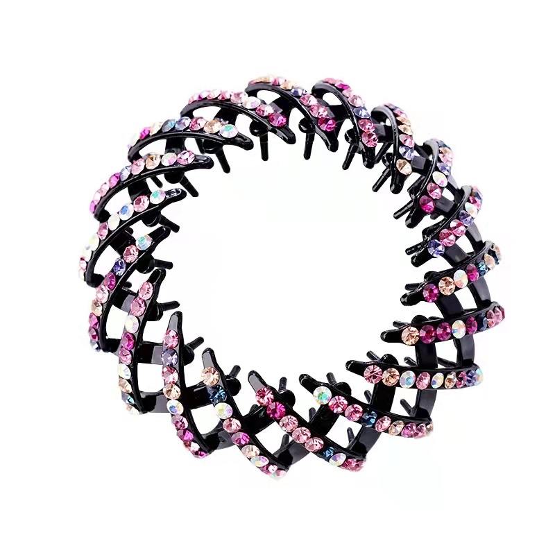 Corea del Sur corbata femenina alta Cola de Caballo Nido de Pájaro anillo de pelo clip de rhinestone horquilla tocado todo partido updo cabeza de bola fija