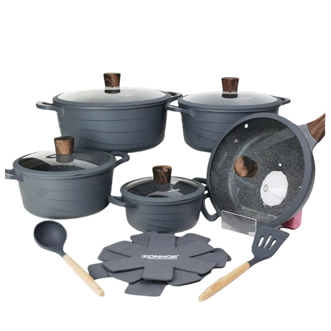 DONNOR estriado ondulado 15 piezas antiadherente cocina granito mármol cocina