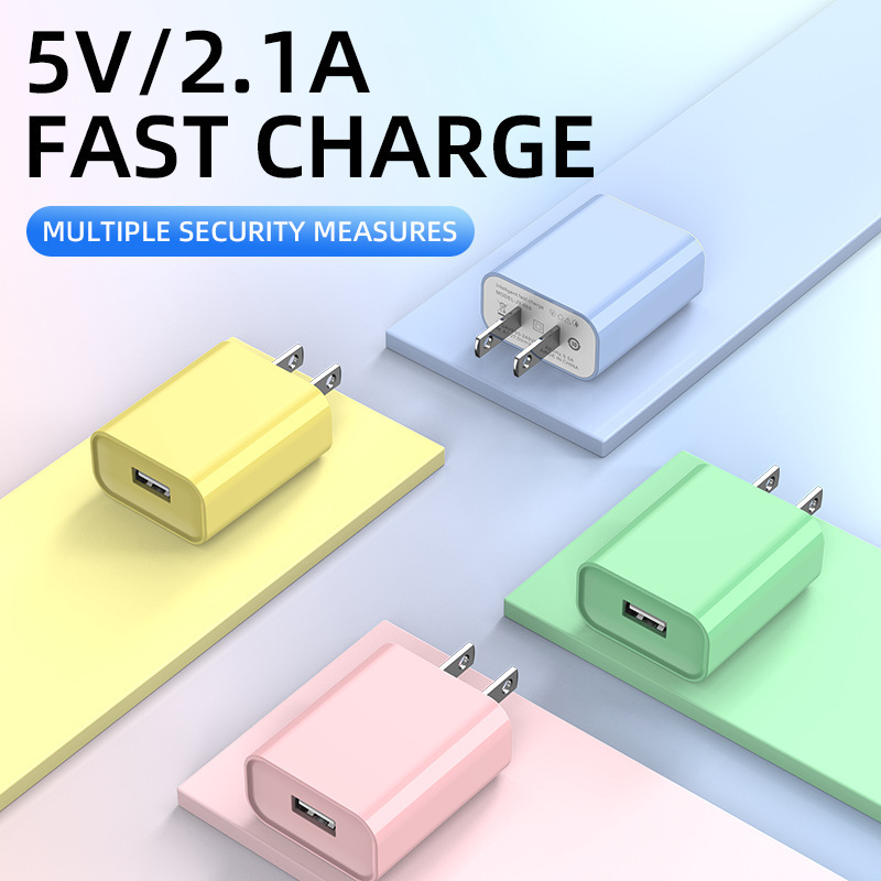 Charger Head Single Port 5V1A Macaron Color Charging Head Travel Electric Head 5W Us Standard Mobile Phone USB Charging Head