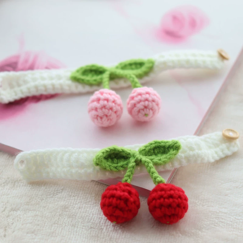 Пятно вишня ручной работы плетеный ошейник для домашних животных креативный кошачий ошейник ручной крючок шерстяной вязаный нагрудник для кошек