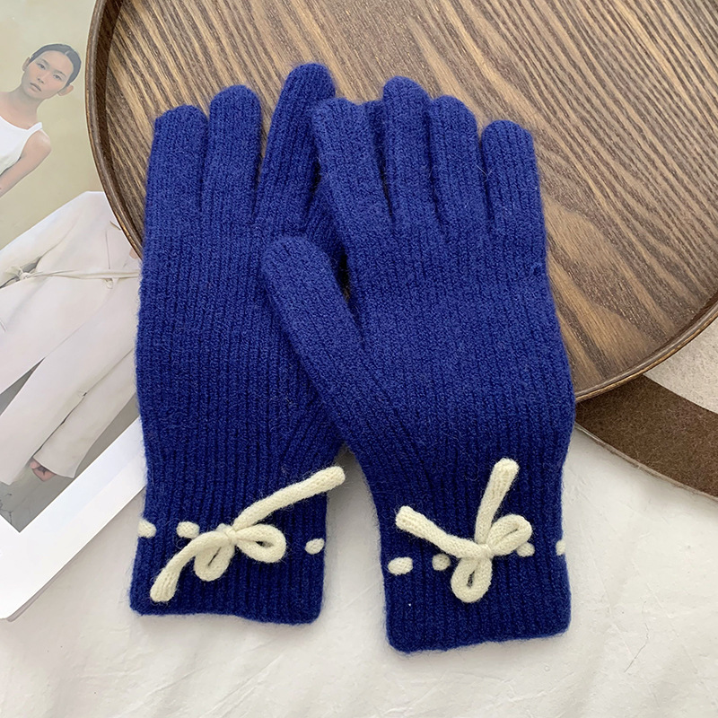 Guantes de ciclismo otoño y invierno nuevo tipo de mujer caliente pantalla táctil a prueba de viento y terciopelo caliente a prueba de frío guantes de lana de punto