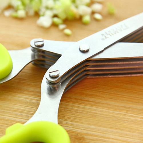 Creative design stainless steel kitchen scissors, multi-layer green onion scissors, spice seaweed scissors, office paper shredding scissors