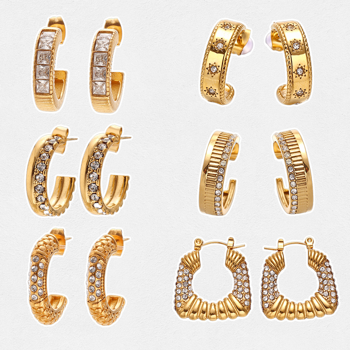 Taina europa y americana pernos de acero inoxidable para mujeres de alta calidad diseño de pernos abiertos incrustados con pernos de zircon lujosos