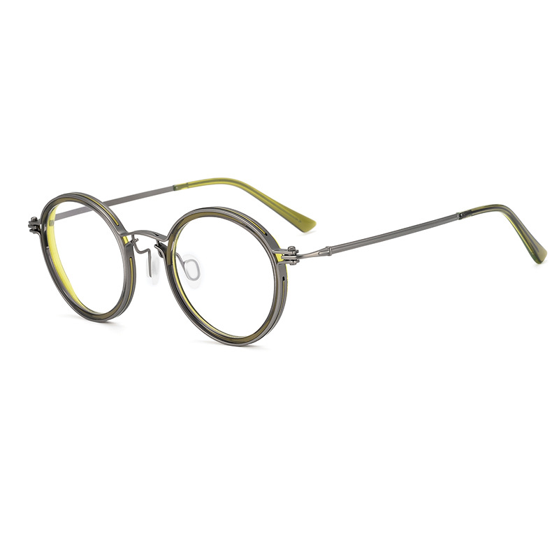 Versatile Minimalist The Same Style Of Pure Titanium Glasses Worn By Sun Honglei In "Black-Boss War" Is A Retro Business Round Frame Both Men_voghion.com