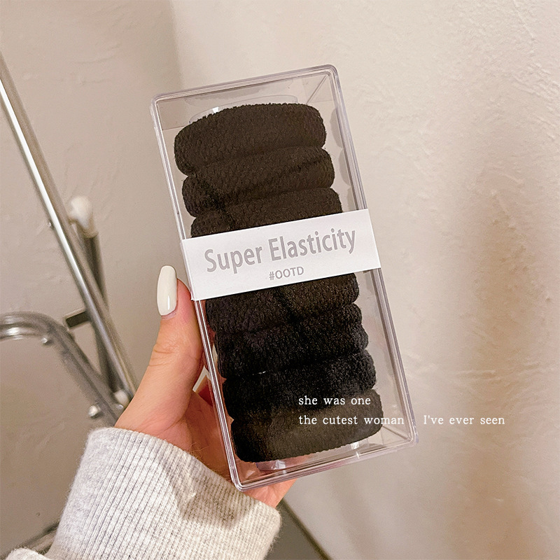 Corea del Sur red elástica mujer corda de cabeza coreana inssen sistema simple anillo de cabello atado pelo pequeño cubierta de cuero tocado