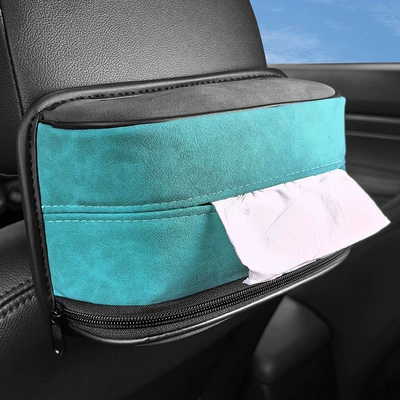 Car Tissue Box Paper – Car tissue box/set - standard-blue-gray-stitched-suede-tissue-box