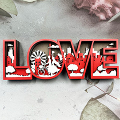 跨境新款木質立體情人節LOVE浪漫工藝品創意設計家居裝飾禮品