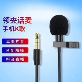 领夹式采访迷你麦克风话筒扩音器声卡手机唱歌喊耳麦抖音直播降噪