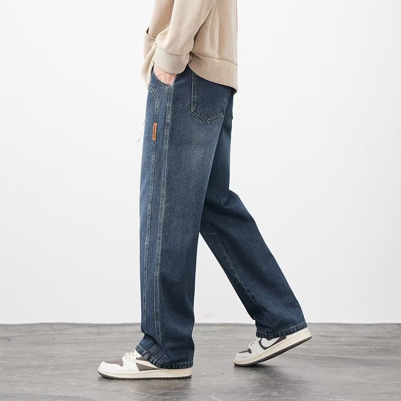 Vintage jeans para hombre 2024 otoño e invierno nuevo estilo recto marea marca de pierna ancha americana calle alta salvaje pantalones casuales