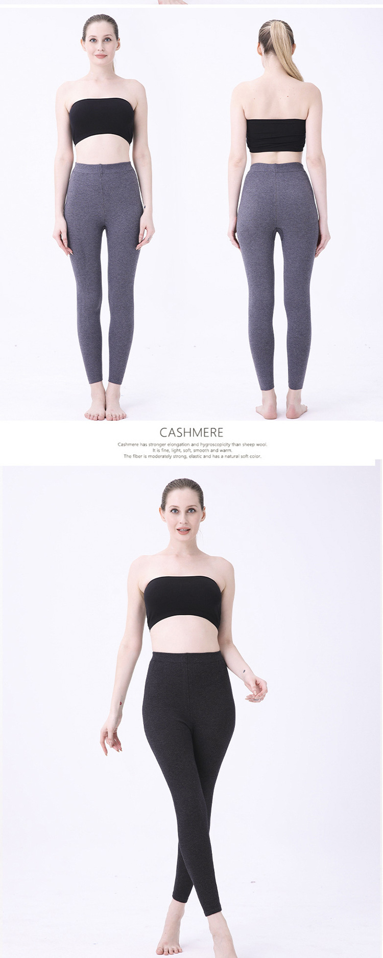 Quần len nam mùa thu đông dày ấm, lưng cao, chất cashmere legging — Màu xám đậm của nam giới chi tiết 13