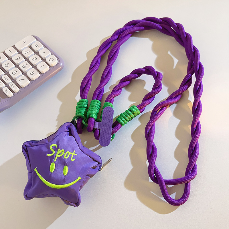 Niche Purple Star Bag Mobile Phone Case Lanyard Woven Belt Portable Short Pendant Crossover Long Rope Cross-Chain Universal Niche Purple Star Bag Mobile Phone Case Lanyard Woven Belt Portable Short Pendant Crossover Long Rope Cross-Chain Universal