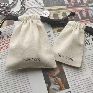 Thickened Pure Cotton Canvas Drawstring Flap Pocket Pants Dust-Proof and Wear-Resistant Small Jewelry Daily Storage Portable Bag