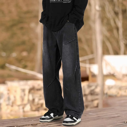 Men's Spring/Autumn 2025 New Arrival Streetwear American Retro Patchwork Loose Casual Straight Wide Leg Work Pants