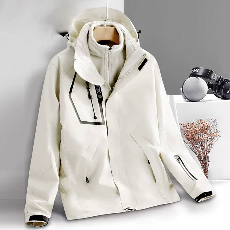 Winter removable jacket for men and women, travel windproof climbing trench coat, set, three in one