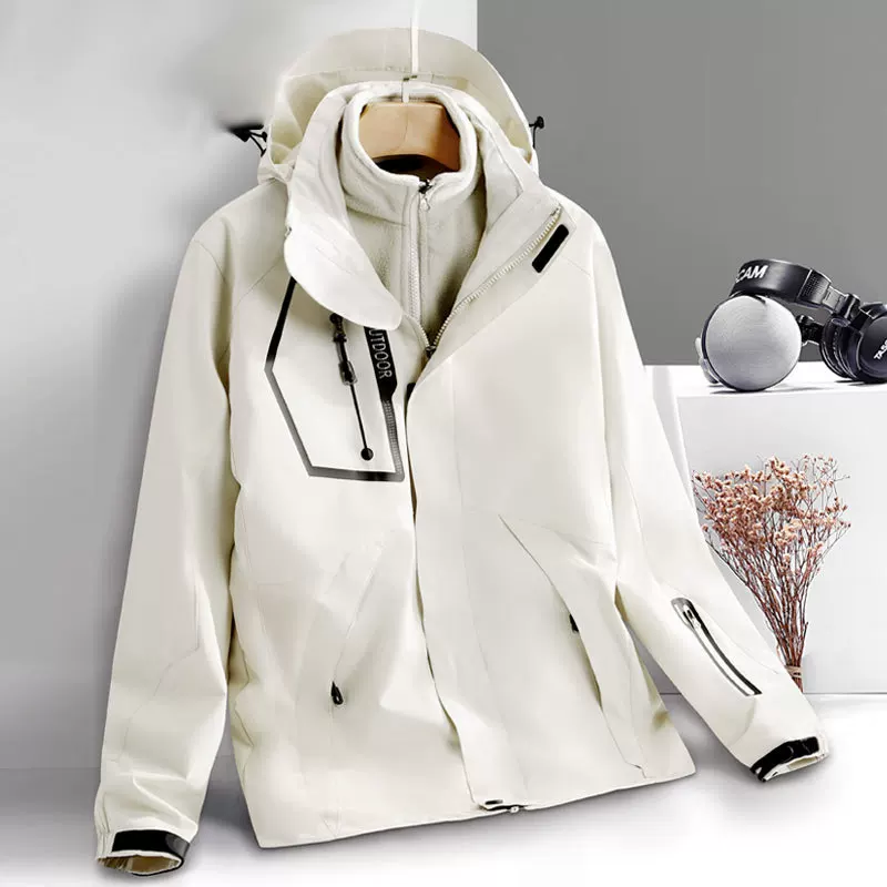 Winter removable jacket for men and women, travel windproof climbing trench coat, set, three in one