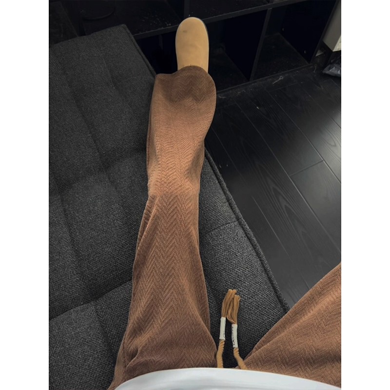 Old Money Style Coffee-Colored Sweatpants for Men, Winter Fleece-Lined Thick American-Style Heavy Drape Long Pants, Cleanfit Wide-Leg Casual Pants Old Money Style Coffee-Colored Sweatpants for Men, Winter Fleece-Lined Thick American-Style Heavy Drape Long Pants, Cleanfit Wide-Leg Casual Pants