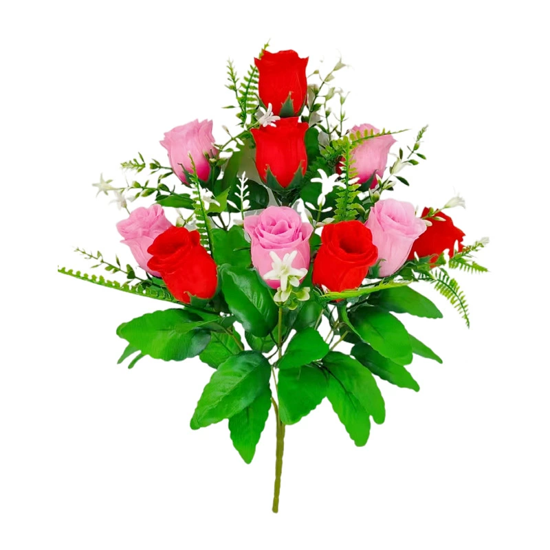  Flower 10-head two-color diamond rose fake flower single branch bedroom living room display decorative silk flower flower rose ins style