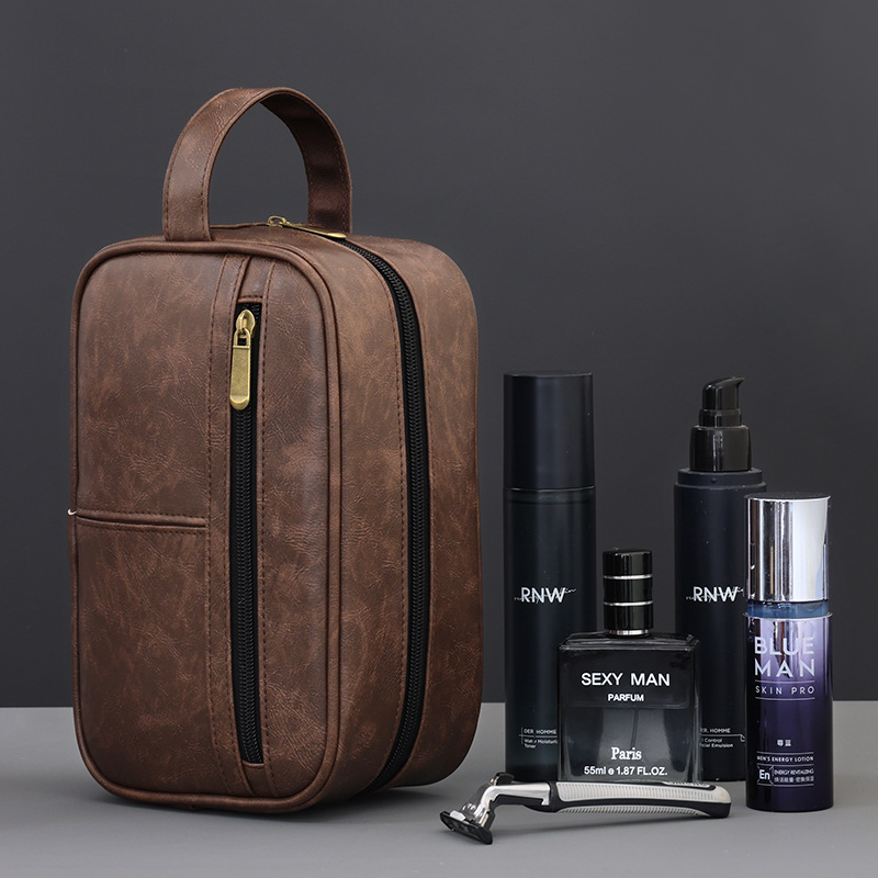 Yige bolsa de lavado de moda multifuncional creativa de viaje bolsa de almacenamiento de productos para el cuidado de la piel de los hombres portátil bolsa de cosméticos de pu