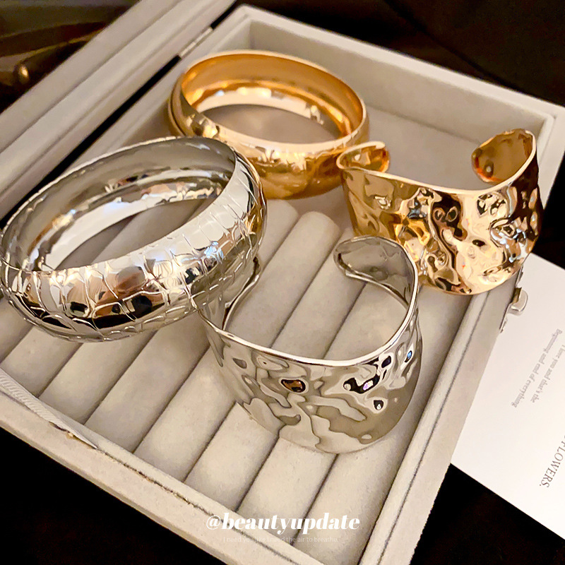 Pulsera de metal brillante irregular transfronteriza moda pulsera simple europea y americana diseño exagerado personalizado sentido de la joyería al por mayor