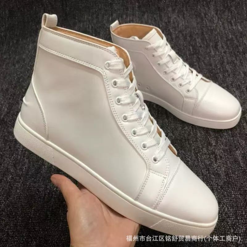 Christian Louboutin Louis Leather High-Top Sneakers White