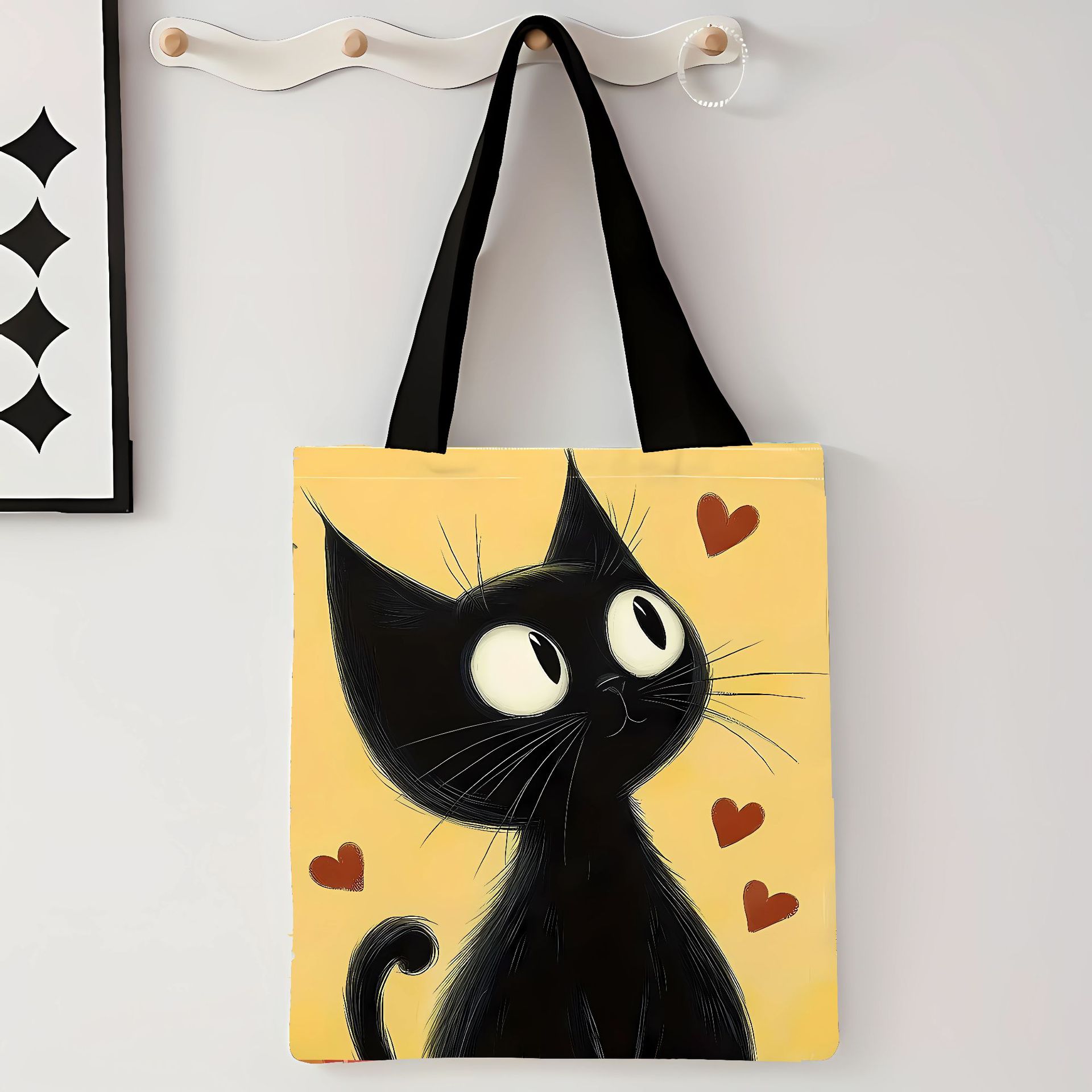 Explosiones transfronterizas adorables gatos bolsas de lona de impresión de gran capacidad para estudiantes de un solo hombro bolsas de lona al por mayor
