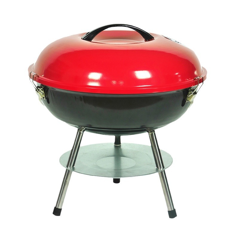 Los fabricantes producen barbacoa de carbón barbacoa parrilla barbacoa redonda estufa de manzana de tres patas de 14 pulgadas