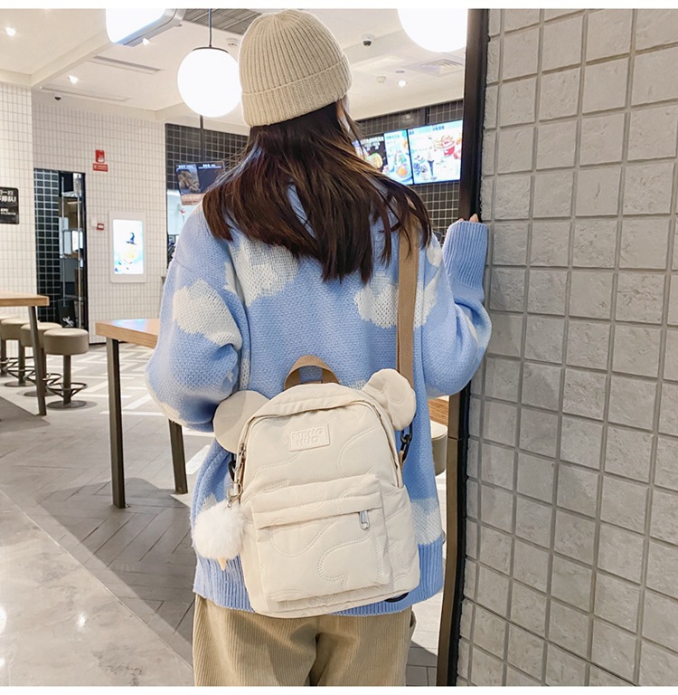 Korean Nylon High School College Student Backpack Vintage Sense Backpack display picture 3