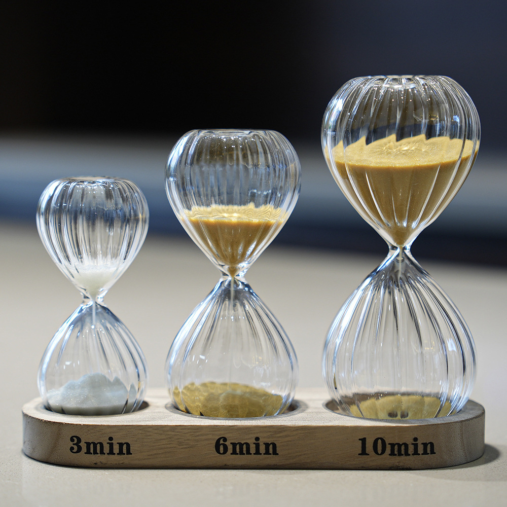 Set creativo reloj de arena 3 6 10 minutos combinación temporizador ins moda decoración del hogar artesanía de vidrio image 3