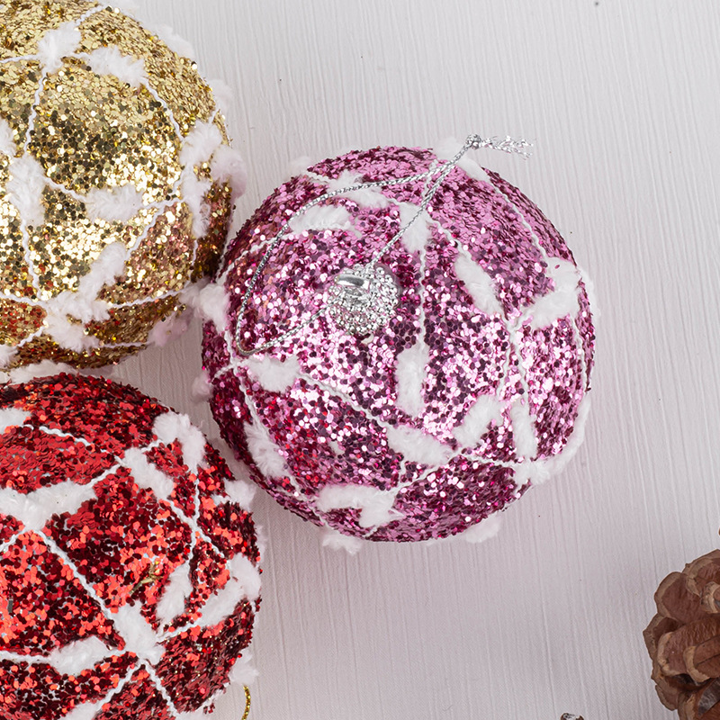 8cm Glitter espuma de peluche Navidad bola 3 unids Navidad árbol decoración colgante suministros vacaciones hecho a mano bola colgante
