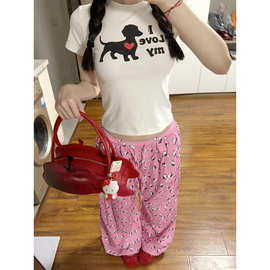 卡通HelloKitty印花休闲裤女2026年夏新款潮流可外穿宽松家居长裤