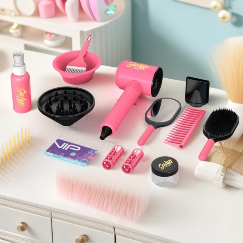 Herramientas de peluquería de simulación transfronteriza set de corte de pelo secador de pelo para niños vestidos de corte de pelo juguetes