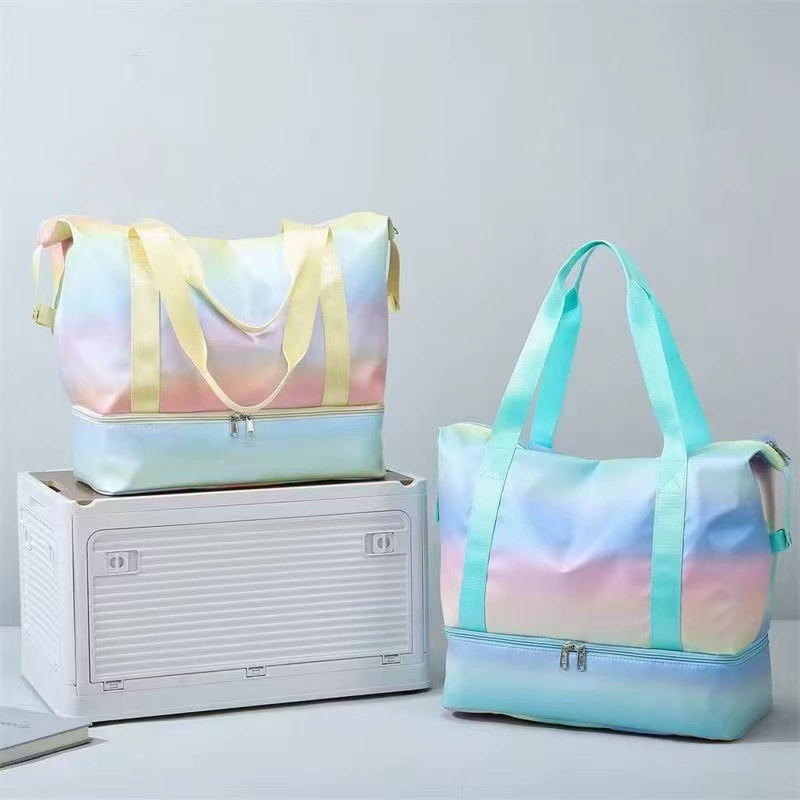 Nylon rainbow tarpaulin, linen bag, travel bag, down jacket, cloth, gradient