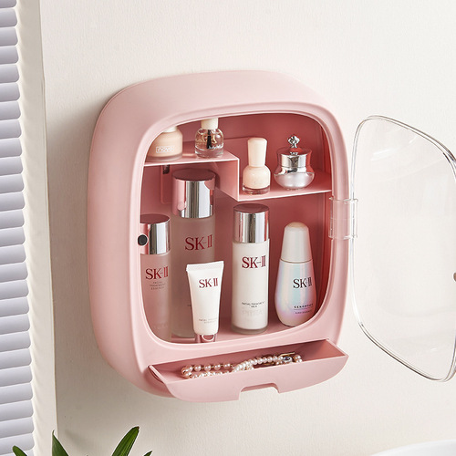 Bolan cosmetics storage box wall-mounted bathroom punch-free dust-proof bathroom toilet washstand storage rack