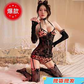 阿豪情趣性感内衣兔女郎夜店激情制服套装挑逗骚透视豹纹连体网衣