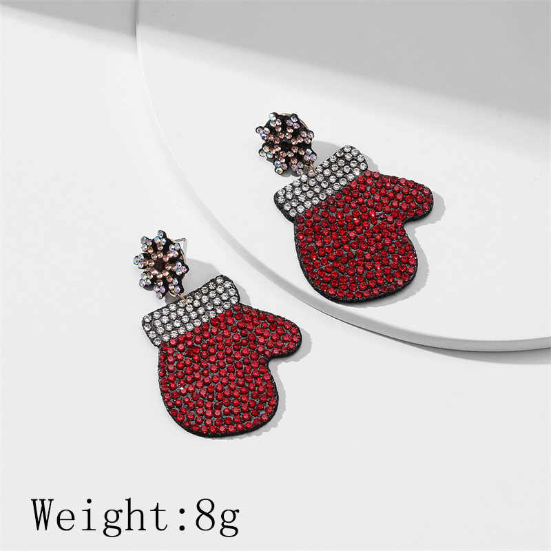 1 Paire Mode Sapin De Noël Père Noël Incruster Chiffon Strass Boucles D'oreilles display picture 4