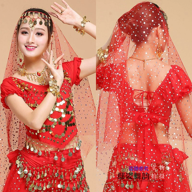 Новый шарф вуаль для танца живота фотография путешествия фотография шелковый шарф индийский танец представление красочный точечный висящий шарф для монет