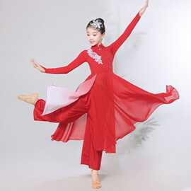 五星红旗大合唱演出服红色大摆裙万疆开场舞蹈服儿童现代表演服装